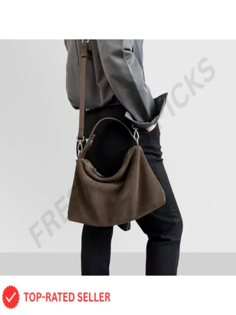 Suede Leather Tote Bag Women Crossbody Shoulder Satchel Hobo Purse w/